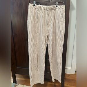 Brixton tan & white striped cotton wide leg trouser pant- size 31